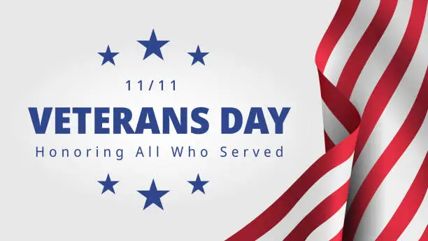 Vector illustration of Happy and Free Veterans Day November 11th