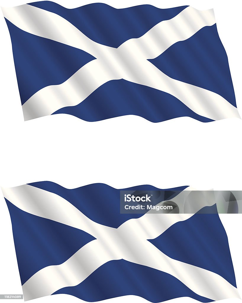 Bandeira da Escócia voar a balançar ao vento - Royalty-free Bandeira da Escócia arte vetorial