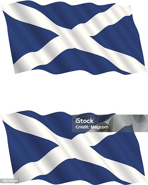 Bandeira Da Escócia Voar A Balançar Ao Vento - Arte vetorial de stock e mais imagens de Bandeira da Escócia - Bandeira da Escócia, Ilustração, Bandeira