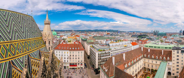 istock Vienna city skyline, aerial view from above 1182143378