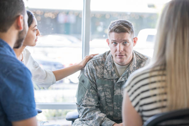 istock Military officer in group counseling session 1182151567