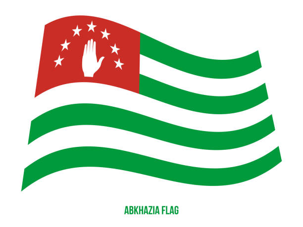 ilustraciones, imágenes clip art, dibujos animados e iconos de stock de bandera de abjasia ondeando la ilustración vectorial sobre fondo blanco. bandera nacional de abjasia - abkhazian flag