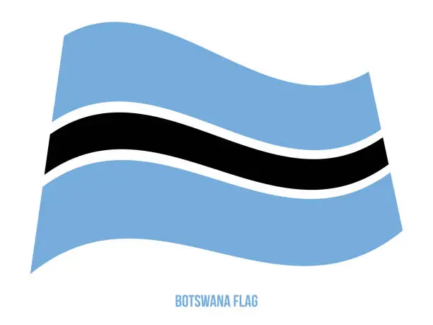 Vector illustration of Botswana Flag Waving Vector Illustration on White Background. Botswana National Flag.