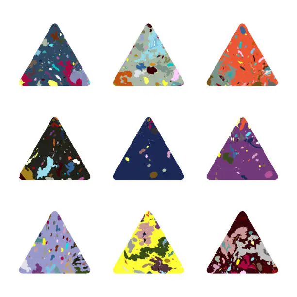 Vector illustration of Vector triangle doodle pattern symbol collection