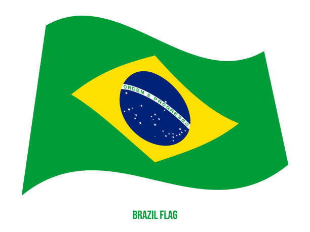 istock Brazil Flag Waving Vector Illustration on White Background. Brazil National Flag. 1182154587