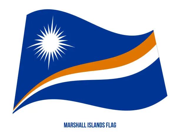 Vector illustration of Marshall Islands Flag Waving Vector Illustration on White Background. Marshall Islands National Flag