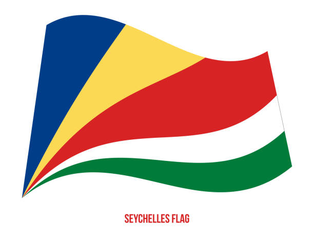ilustrações de stock, clip art, desenhos animados e ícones de seychelles flag waving vector illustration on white background. seychelles national flag. - flag of seychelles