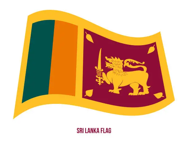 Vector illustration of Sri Lanka Flag Waving Vector Illustration on White Background. Sri Lanka National Flag.