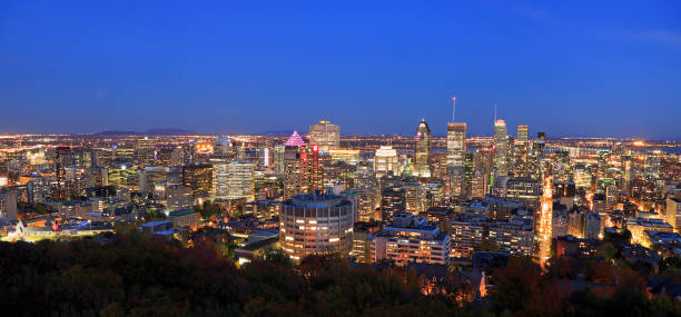 istock Montreal skyline at dusk, aerial view, Quebec 1182163669