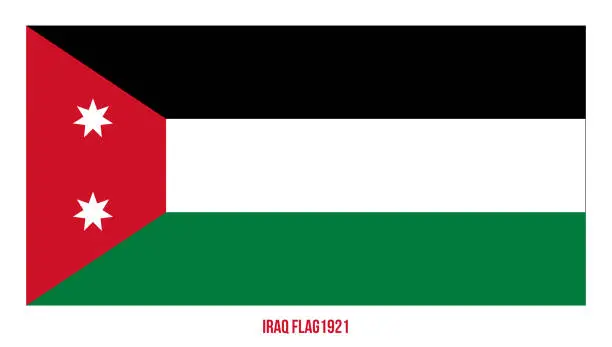 Vector illustration of Iraq Flag (1921-1959) Waving Vector Illustration on White Background. Historical Iraq Flag.