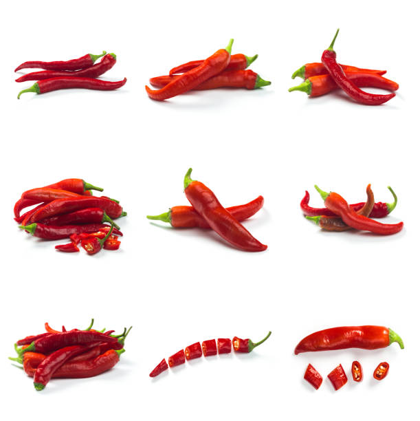 istock Set of red chili pepper isolate on white with clipping path 1182179799