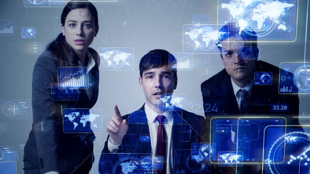 istock Group of engineer concept. Futuristic office. 1182183129