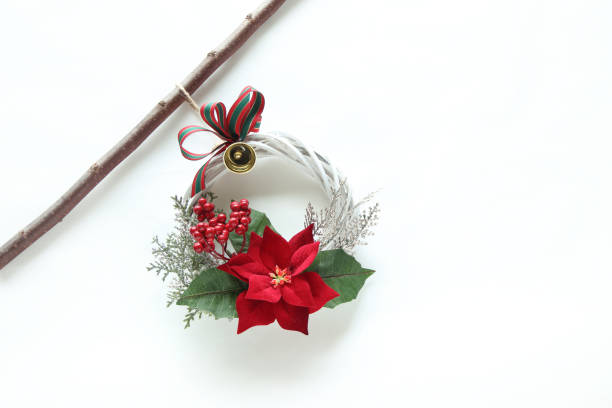 istock Poinsettia Christmas wreath 1182183967