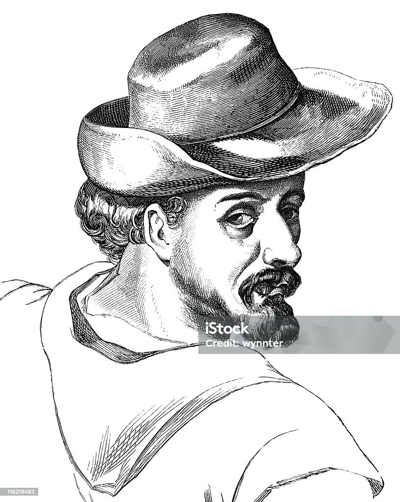 Vintage Portrait de Miguel de Cervantes - Illustration de Miguel de Cervantes libre de droits