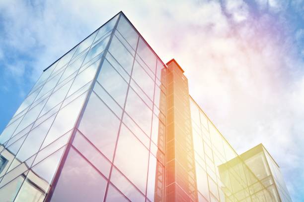istock Modern office building detail, glass surface with sunlight 1182186071