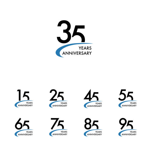 Anniversary logo design template set, vector illustration Vector illustration number 35 stock illustrations