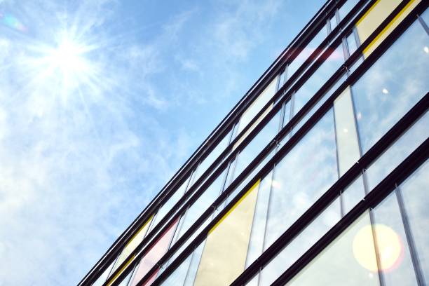 istock Modern office building detail, glass surface with sunlight 1182186233