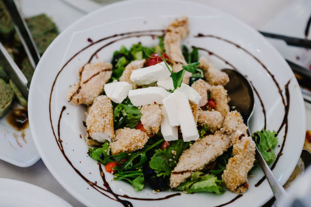 istock Salad. Food. Festive table with dishes. Dish. Top view. 1182186392