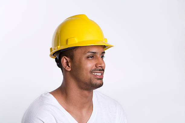 Latino Construction worker smiling stock photo