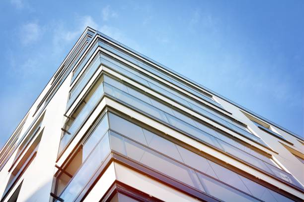 istock Facade of a modern apartment building. Glass surface with sunlight. 1182187078