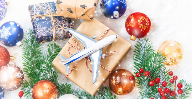 istock Christmas background on the theme of travel. Selective focus. 1182194664