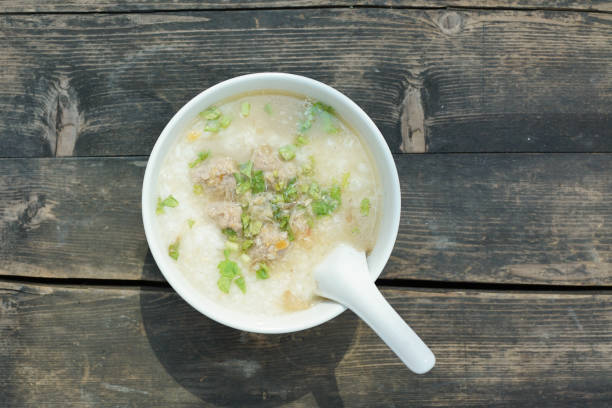 istock Rice porridge with minced pork, healthy breakfast 1182198657