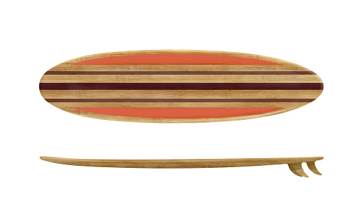 Tabla de surf de madera vintage aislada photo
