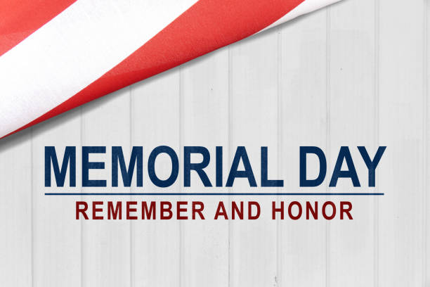 istock Text Memorial Day on American flag background 1182200234