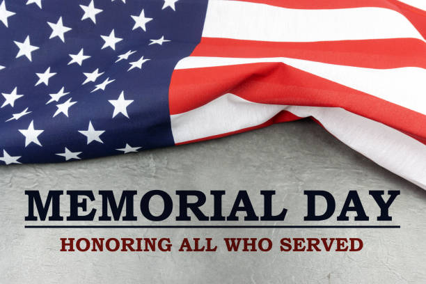 istock Text Memorial Day on American flag background 1182200255