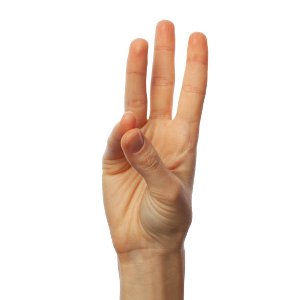 istock Finger spelling number 6 on white background. American Sign Language concept 1182201656