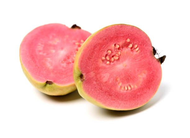 Pink guava Pink guava isolated on white background guava photos stock pictures, royalty-free photos & images