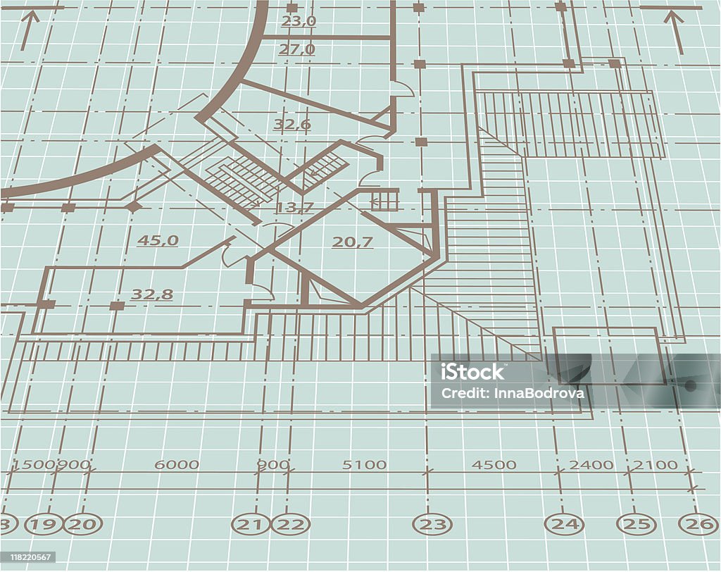 아키텍처 플랜. - 로열티 프리 청사진 벡터 아트