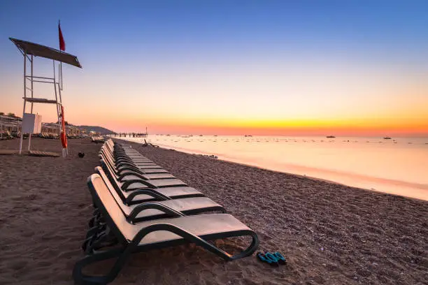 Photo of Beautiful sunrise at the beach of Turkish Riviera