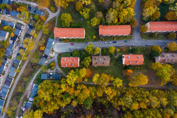 istock Flying over city area 1182208879