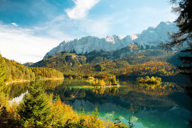 Beautiful Lake Eibsee in Garmisch-Partenkirchen, Germany