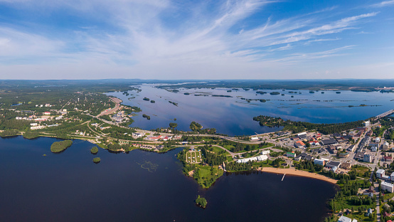 Aerial view of Kemijarvi city in Eastern Lapland in northern Finland