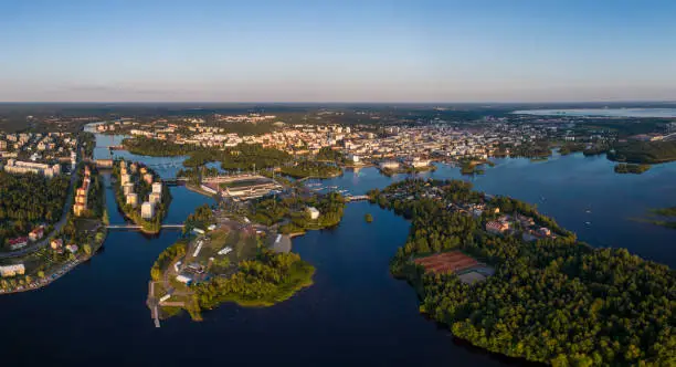 Aerial view of the Oulu city in the region of North Ostrobothnia in Finland