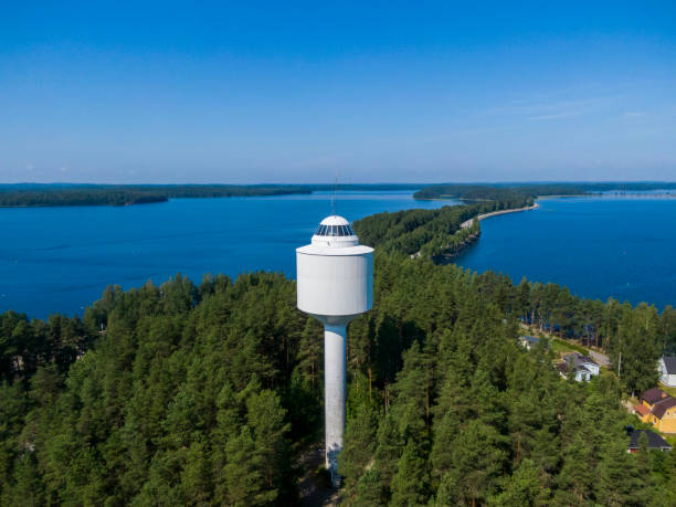 Water tower and viewing platform in the Punkaharju Nature Reserve in Finland Water tower and viewing platform in the Punkaharju Nature Reserve in Southern Savonia region in Finland etela savo finland stock pictures, royalty-free photos & images