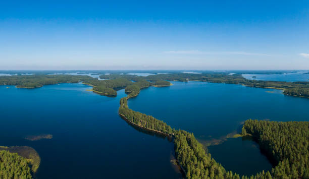 Aerial view of Punkaharju Nature Reserve in Finland Aerial view of Punkaharju Nature Reserve in Southern Savonia region in Finland etela savo finland stock pictures, royalty-free photos & images