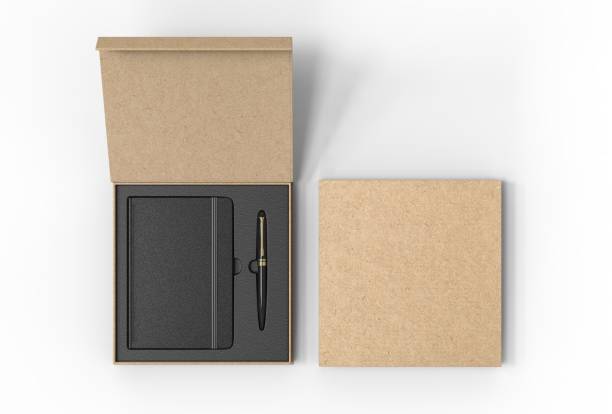 istock Blank dairy and pen set for branding and mock up. 3d render illustration. 1182211182