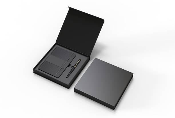 istock Blank dairy and pen set for branding and mock up. 3d render illustration. 1182211193