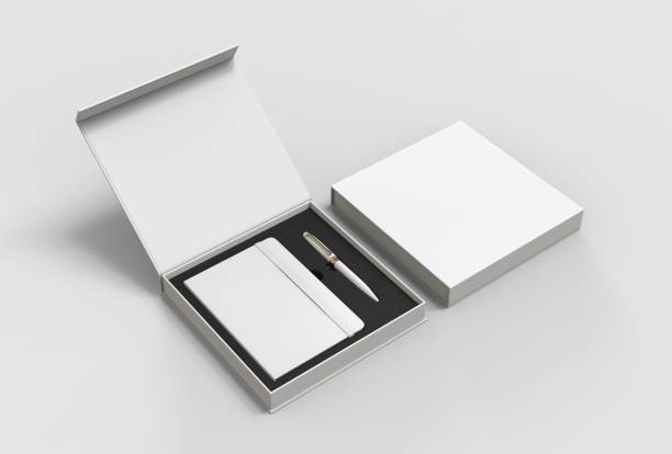 istock Blank dairy and pen set for branding and mock up. 3d render illustration. 1182211199