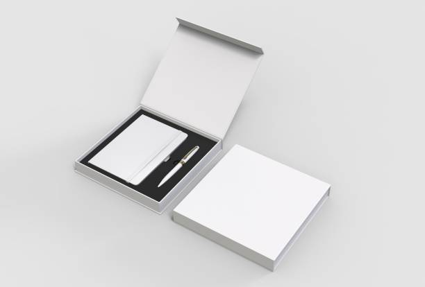 istock Blank dairy and pen set for branding and mock up. 3d render illustration. 1182211220