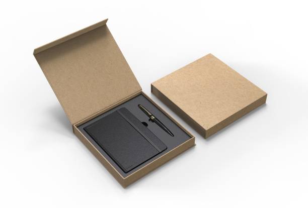istock Blank dairy and pen set for branding and mock up. 3d render illustration. 1182211238