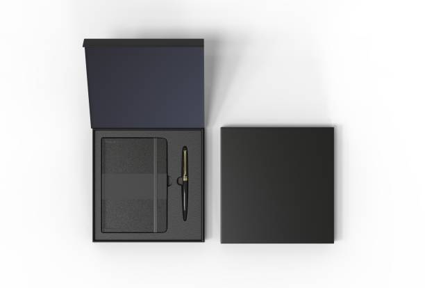 istock Blank dairy and pen set for branding and mock up. 3d render illustration. 1182211268
