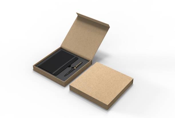 istock Blank dairy and pen set for branding and mock up. 3d render illustration. 1182211270