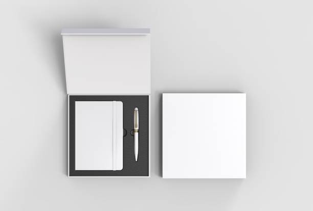 istock Blank dairy and pen set for branding and mock up. 3d render illustration. 1182211283