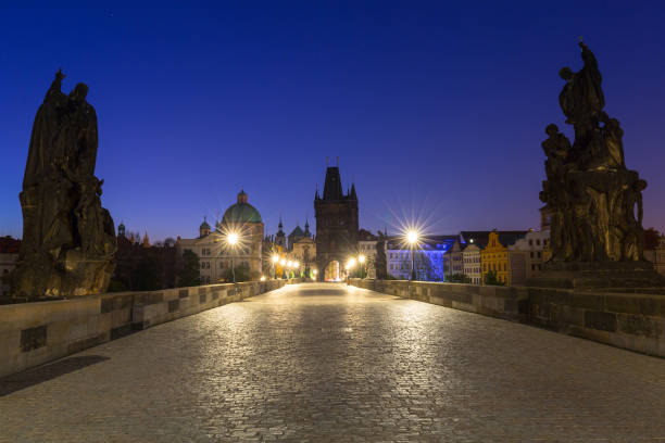 istock Beautiful Charles bridge in Prague at night 1182212340