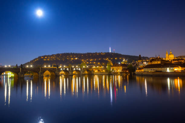 istock Beautiful Charles bridge in Prague at night 1182212452