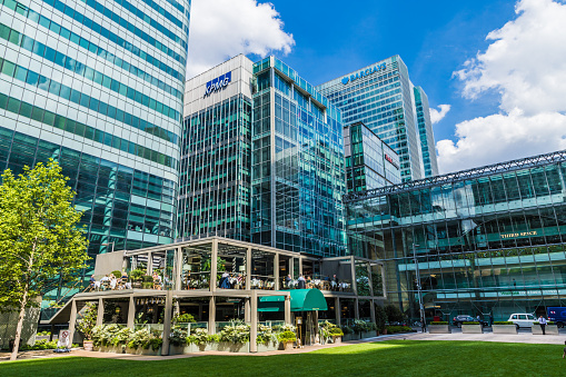 Canary Wharf London. 23 May 2019. A view of the KPMG offices in canary wharf in London